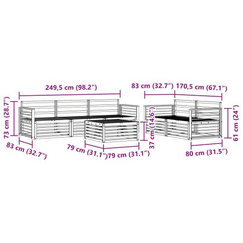 Комплект дивани за открито 6 pcs Естествен