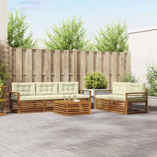 Комплект дивани за открито 6 pcs Натурален и Крема