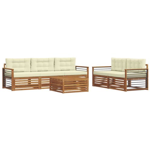 Комплект дивани за открито 6 pcs Натурален и Крема