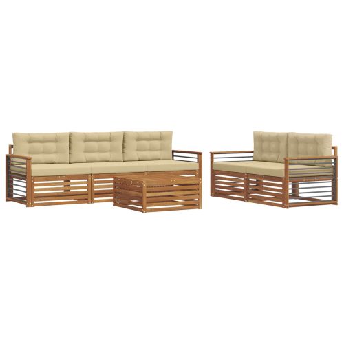 Комплект дивани за открито 6 pcs Натурален и Бежов