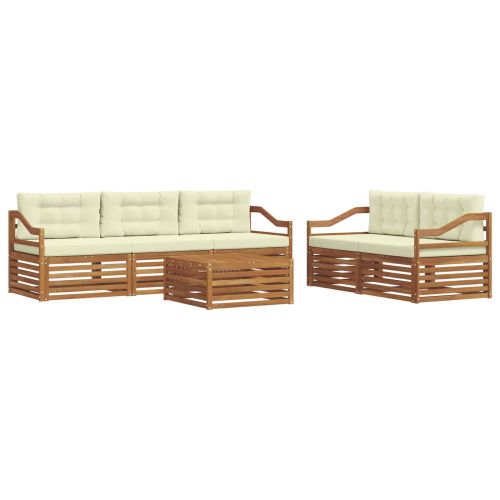 Комплект дивани за открито 6 pcs Натурален и Крема