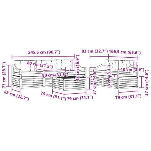 Комплект дивани за открито 6 pcs Натурален и Крема