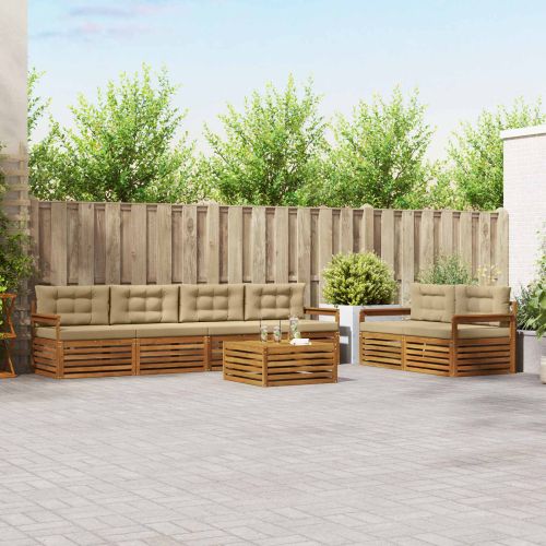 Комплект дивани за открито 7 pcs Натурален и Бежов