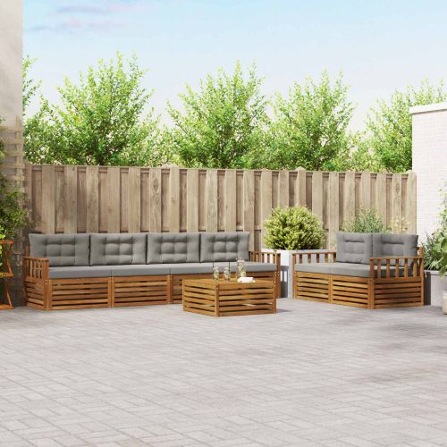 Комплект дивани за открито 7 pcs Естествено и светло сиво