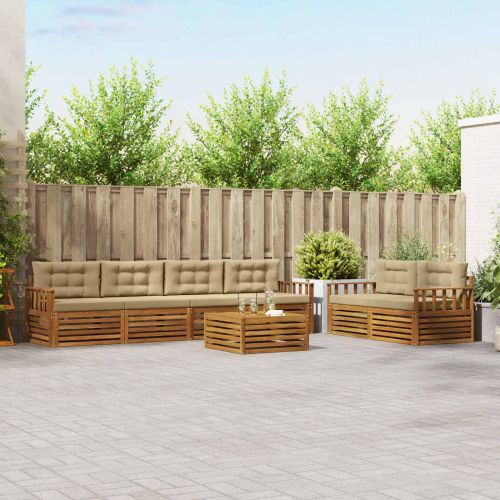 Комплект дивани за открито 7 pcs Натурален и Бежов