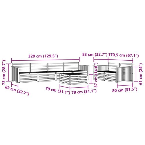 Комплект дивани за открито 7 pcs Естествен