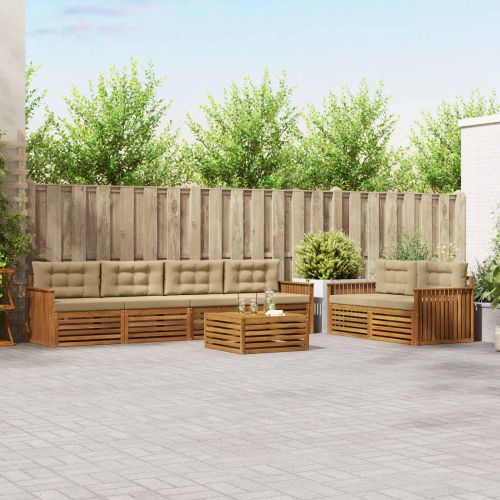 Комплект дивани за открито 7 pcs Натурален и Бежов