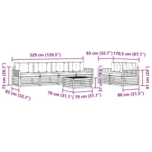 Комплект дивани за открито 7 pcs Натурален и Бежов