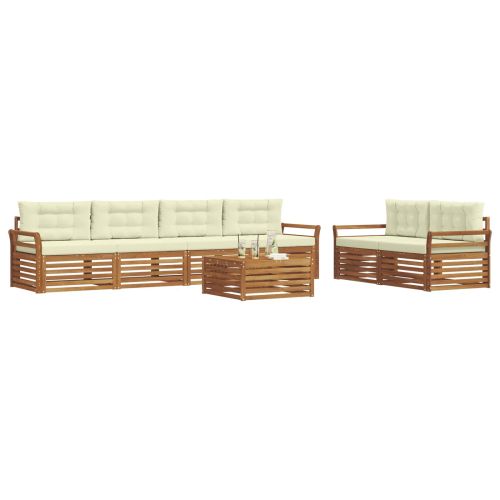 Комплект дивани за открито 7 pcs Натурален и Крема