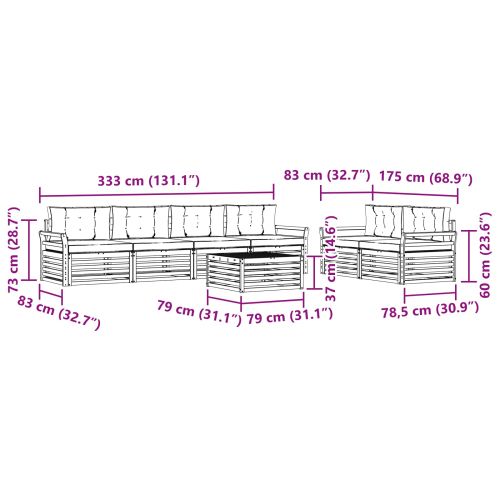 Комплект дивани за открито 7 pcs Натурален и Бежов