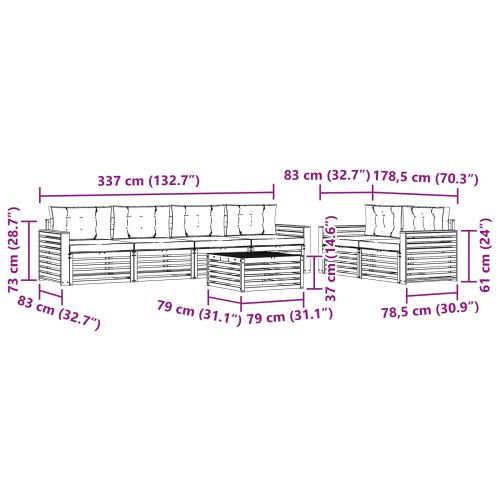 Комплект дивани за открито 7 pcs Натурален и Бежов