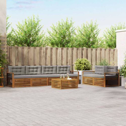 Комплект дивани за открито 7 pcs Естествено и светло сиво