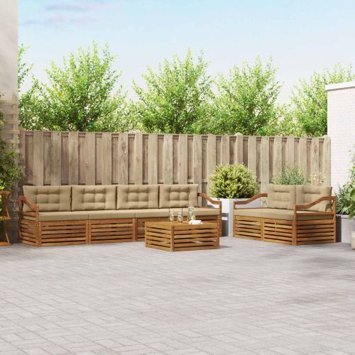 Комплект дивани за открито 7 pcs Натурален и Бежов