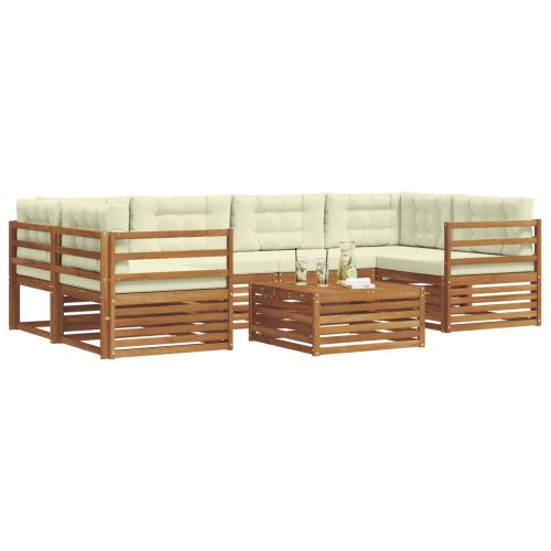 Комплект дивани за открито 8 pcs Натурален и Крема