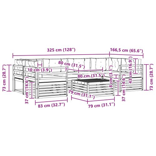 Комплект дивани за открито 8 pcs Натурален и Крема