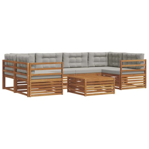 Комплект дивани за открито 7 pcs Естествено и светло сиво