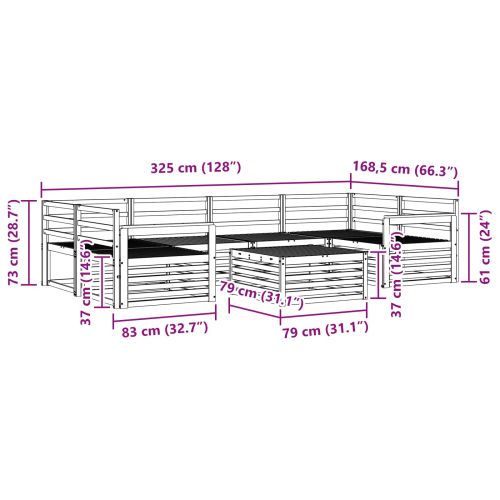 Комплект дивани за открито 7 pcs Естествен