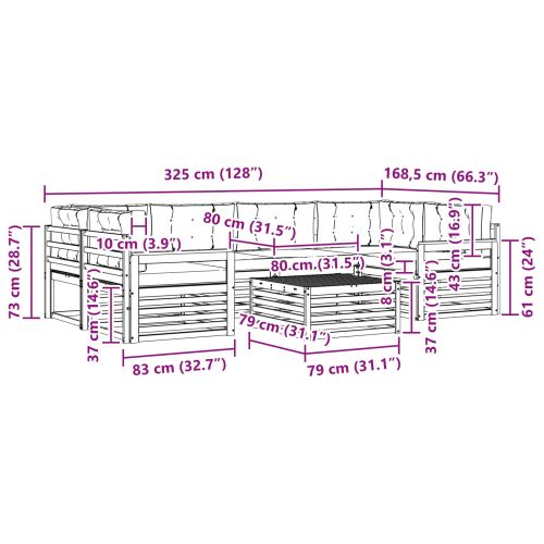 Комплект дивани за открито 7 pcs Естествено и светло сиво
