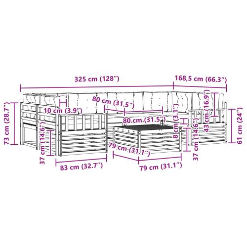 Комплект дивани за открито 7 pcs Естествено и светло сиво