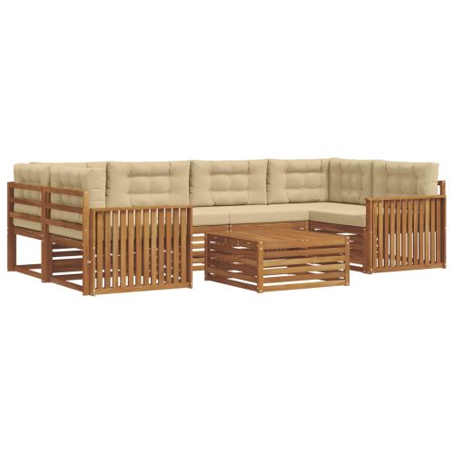 Комплект дивани за открито 8 pcs Натурален и Бежов