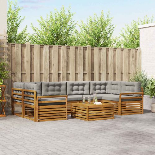 Комплект дивани за открито 7 pcs Естествено и светло сиво