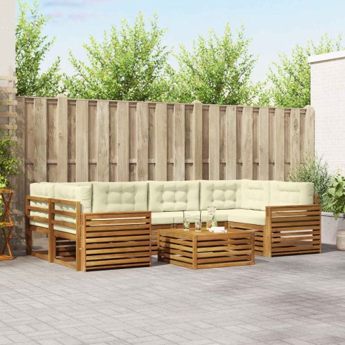 Комплект дивани за открито 8 pcs Натурален и Крема