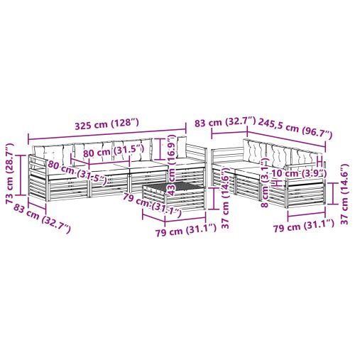 Комплект дивани за открито 8 pcs Натурален и Крема