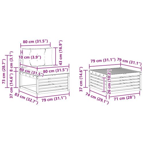 Комплект дивани за открито 8 pcs Натурален и Крема