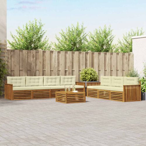 Комплект дивани за открито 8 pcs Натурален и Крема