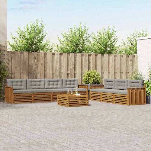 Комплект дивани за открито 8 pcs Естествено и светло сиво