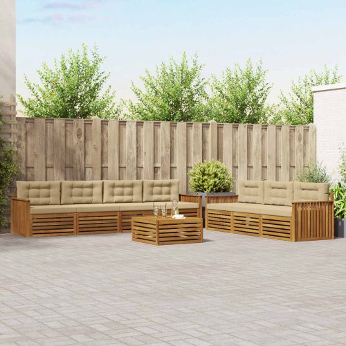 Комплект дивани за открито 8 pcs Натурален и Бежов