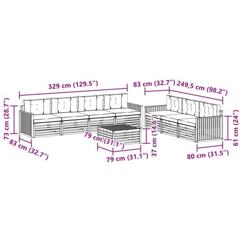 Комплект дивани за открито 8 pcs Натурален и Бежов