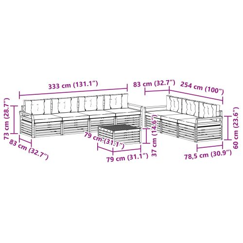 Комплект дивани за открито 8 pcs Натурален и Бежов