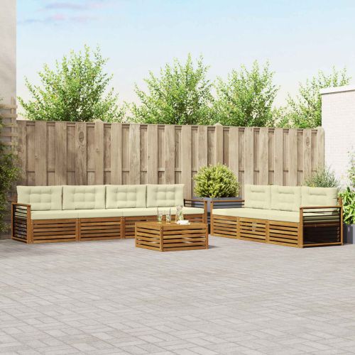 Комплект дивани за открито 8 pcs Натурален и Крема