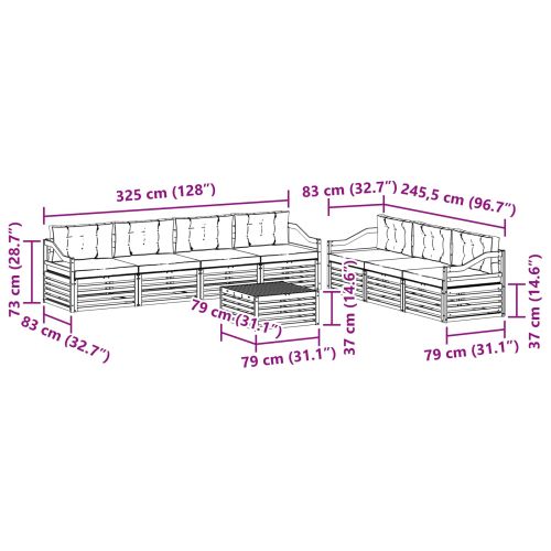 Комплект дивани за открито 8 pcs Натурален и Бежов