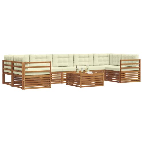 Комплект дивани за открито 8 pcs Натурален и Крема