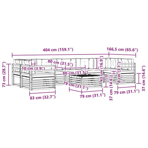 Комплект дивани за открито 8 pcs Натурален и Крема