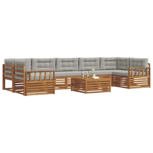 Комплект дивани за открито 8 pcs Естествено и светло сиво