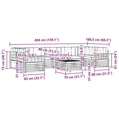 Комплект дивани за открито 8 pcs Естествено и светло сиво