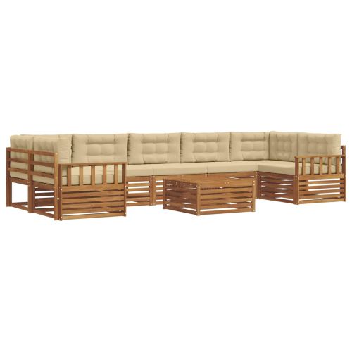 Комплект дивани за открито 8 pcs Натурален и Бежов