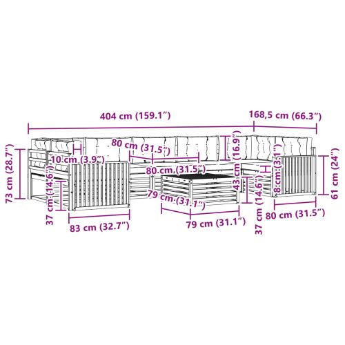 Комплект дивани за открито 8 pcs Естествено и светло сиво