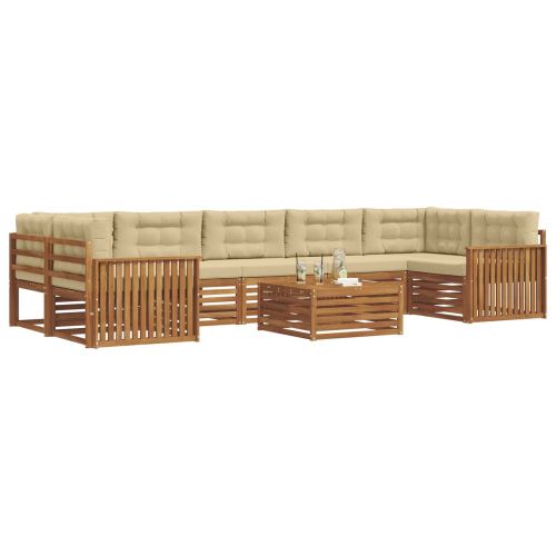 Комплект дивани за открито 8 pcs Натурален и Бежов