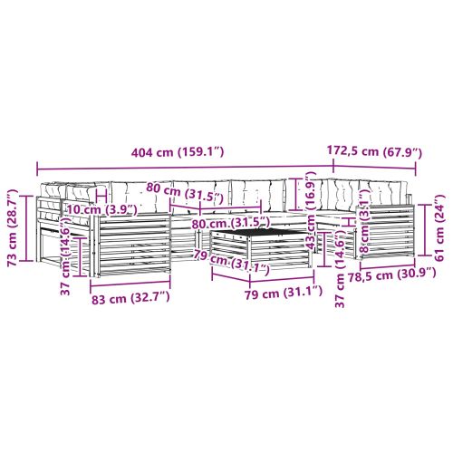 Комплект дивани за открито 8 pcs Натурален и Бежов