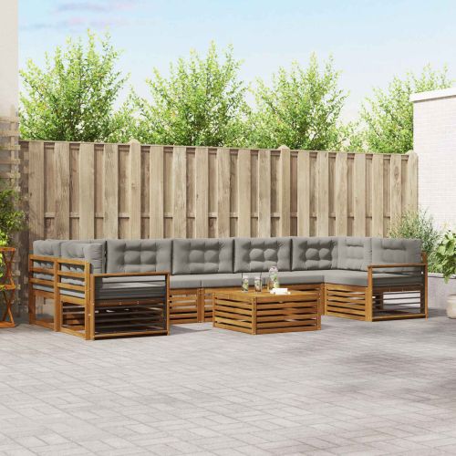 Комплект дивани за открито 8 pcs Естествено и светло сиво