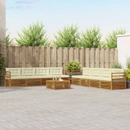 Комплект дивани за открито 9 pcs Натурален и Крема