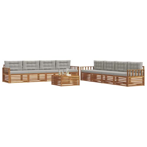 Комплект дивани за открито 9 pcs Естествено и светло сиво