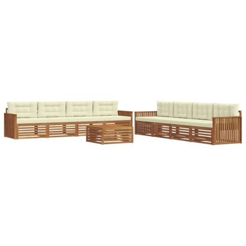 Комплект дивани за открито 9 pcs Натурален и Крема