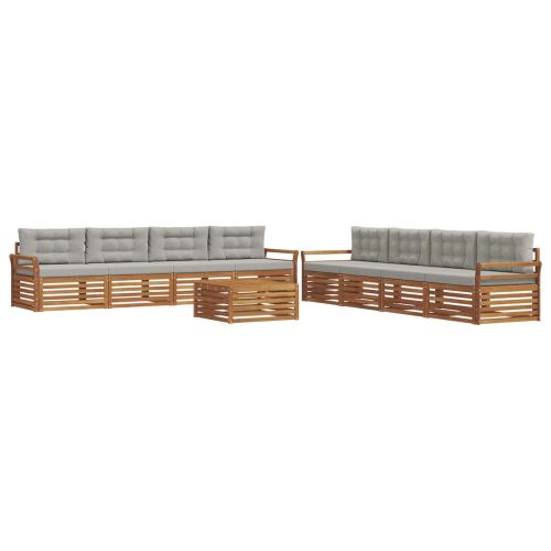 Комплект дивани за открито 9 pcs Естествено и светло сиво