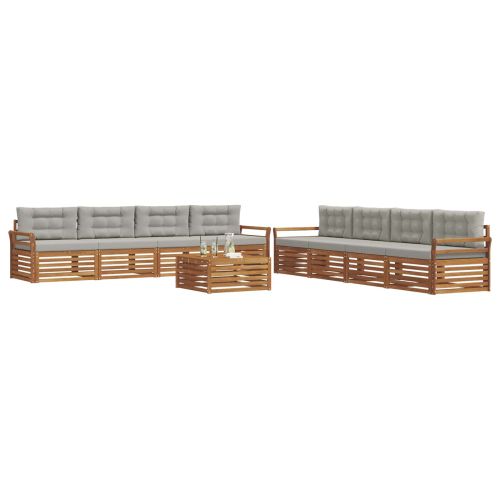 Комплект дивани за открито 9 pcs Естествено и светло сиво