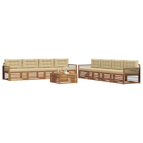 Комплект дивани за открито 9 pcs Натурален и Бежов